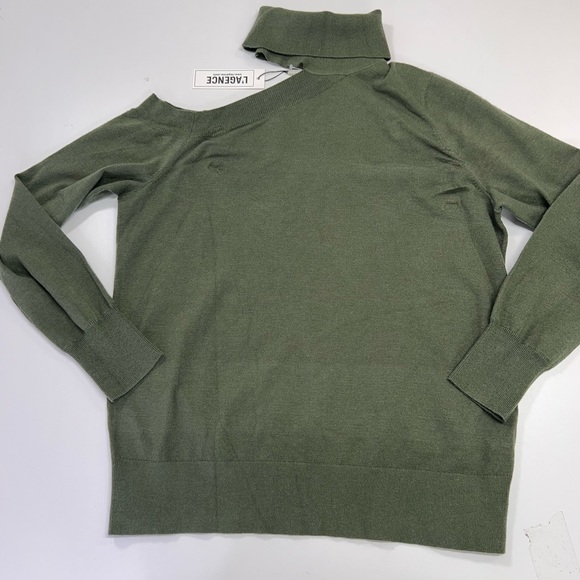 L'Agence Easton One Shoulder Sweater New with Tags Size Large Dark Green - Picture 4 of 16